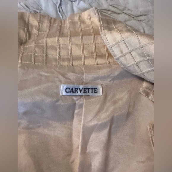 Buttery yellow silk window pane stitch long blazer - Picture 2 of 4